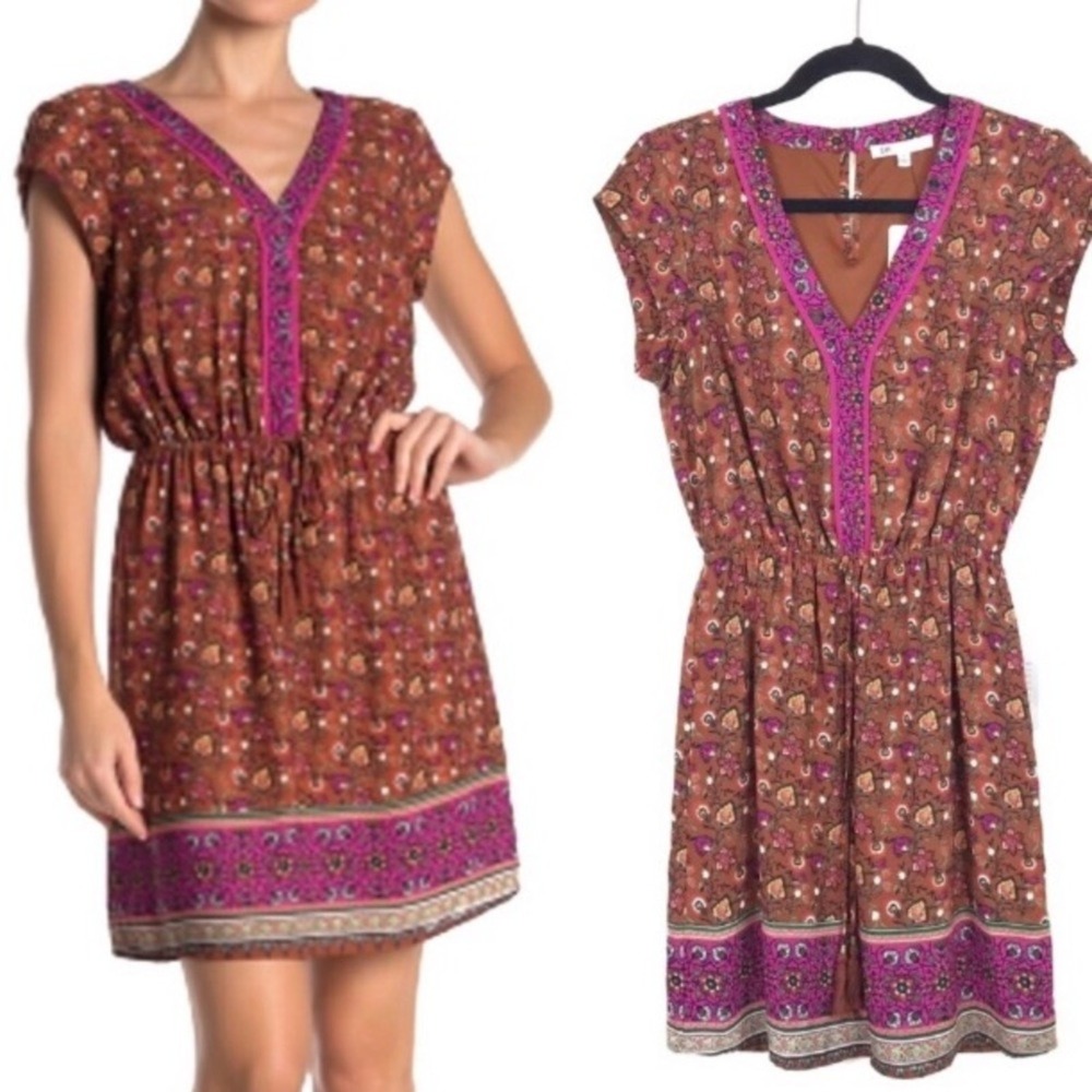 Daniel Rainn V-Neck Dress Short Mini XS Floral NWT